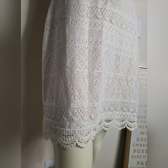 London Times Ivory Lace Crochet Mini Dress Women's Size 4 - Picture 7 of 8
